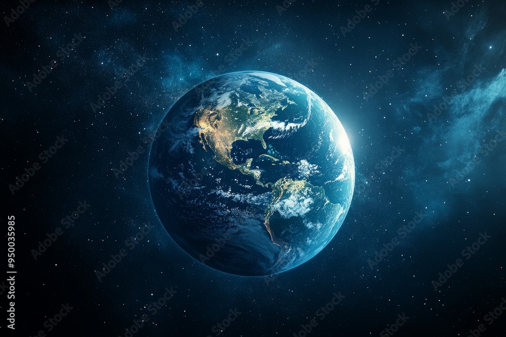 Naklejka premium Eco-awareness and environmental contrast is emphasized by lush greenery and polluted landscapes on Earth