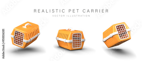 Realistic carrier for pets. Bright ventilated container for small animals