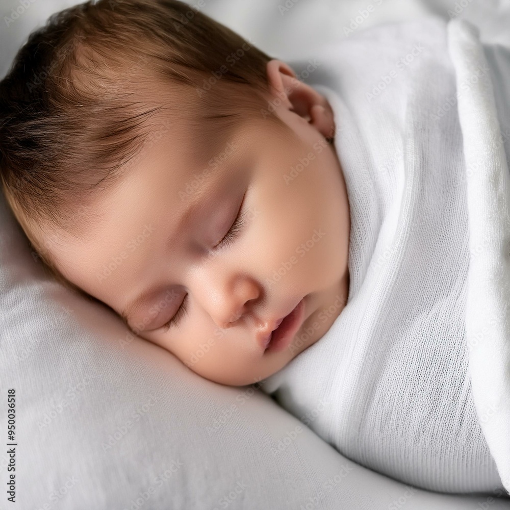 Baby sleeping covered with soft white blanket Baby sleeping covered with soft white blanket