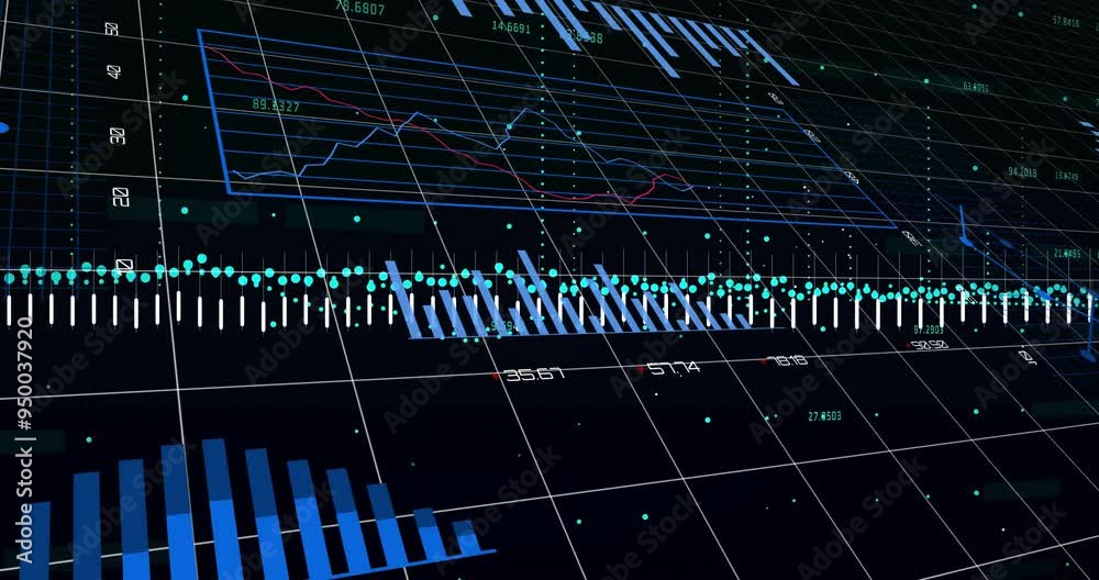 Financial data and stock market analysis animation with graphs and charts Financial data and stock market analysis animation with graphs and charts