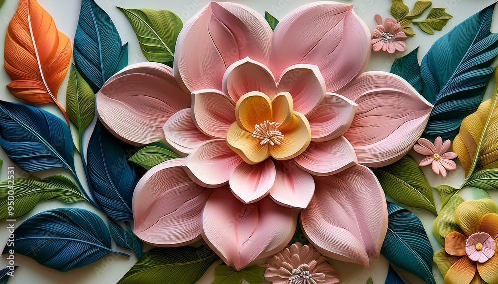 Featuring classic petals nestled among lush leaves, this stucco relief features classic petals in a variety of colors Featuring classic petals nestled among lush leaves, this stucco relief features classic petals in a variety of colors