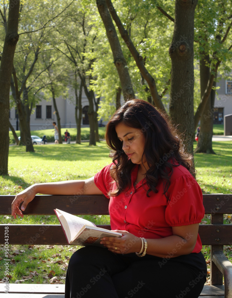 Obraz premium Solitude in the Park, Enjoying nature, tranquility and solitude, urban green space, serene outdoor scene, everyday life moments, casual leisure time.