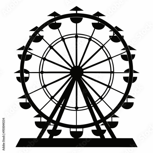 Ferris wheel silhouette vector illustration. Simple icon for Ferris wheel deign on white background