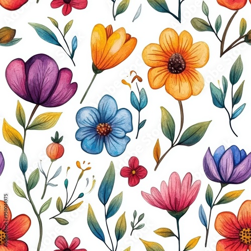 Watercolor Floral Seamless Pattern