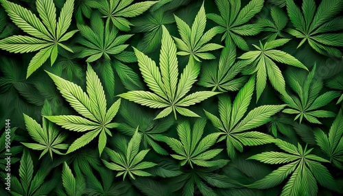 Green marijuana leaves background