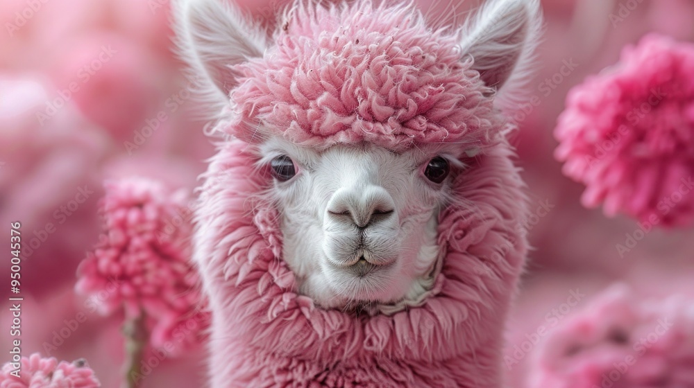 Adorable Little Alpaca with a Sense of Humor on Vibrant Pink Background Adorable Little Alpaca with a Sense of Humor on Vibrant Pink Background