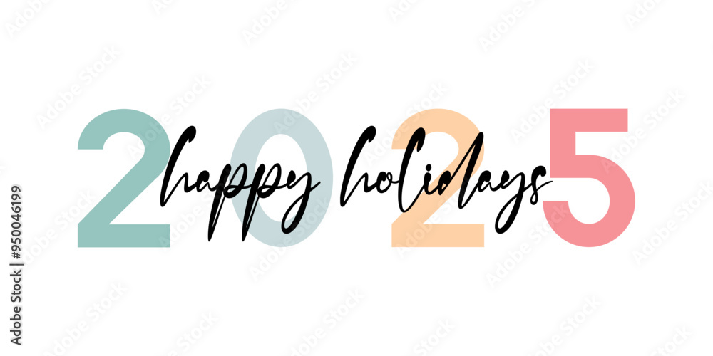 Collection of 2025 Happy New Year symbols. Vector illustration with black labels isolated on white background Collection of 2025 Happy New Year symbols. Vector illustration with black labels isolated on white background