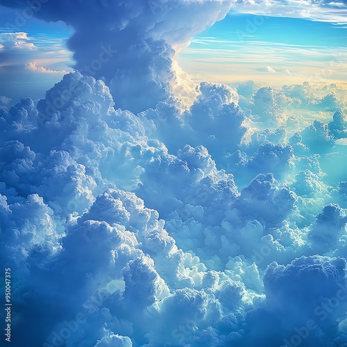 Towering nimbus clouds dominating a vast sky, with the expansive troposphere creating a dramatic and powerful scene, Nimbus Vast Troposphere, Stormy sky spectacle