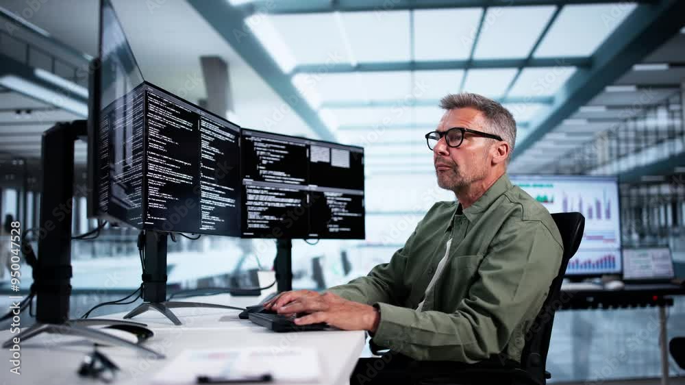 Web Developer Looking At Code