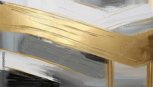 modern geometric stripes painting, paint strokes. beige, gray and gold colors