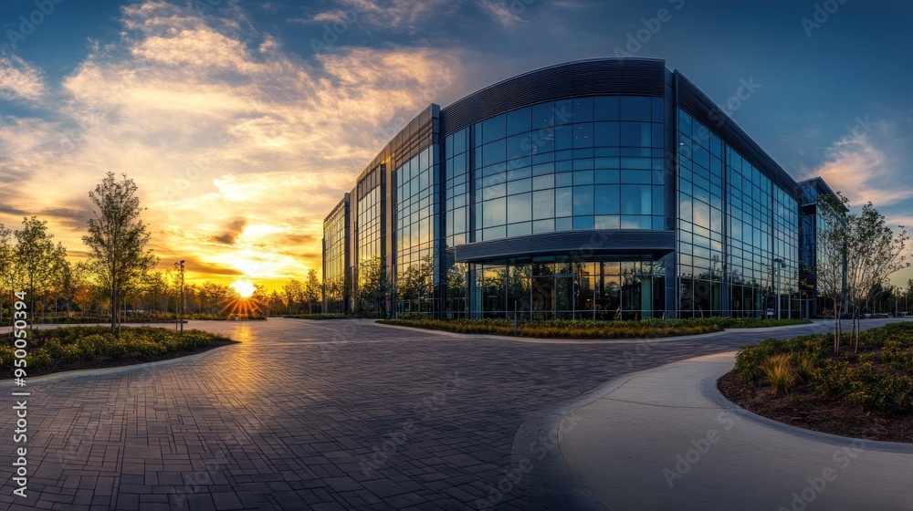Modern Office Building at Sunset Modern Office Building at Sunset