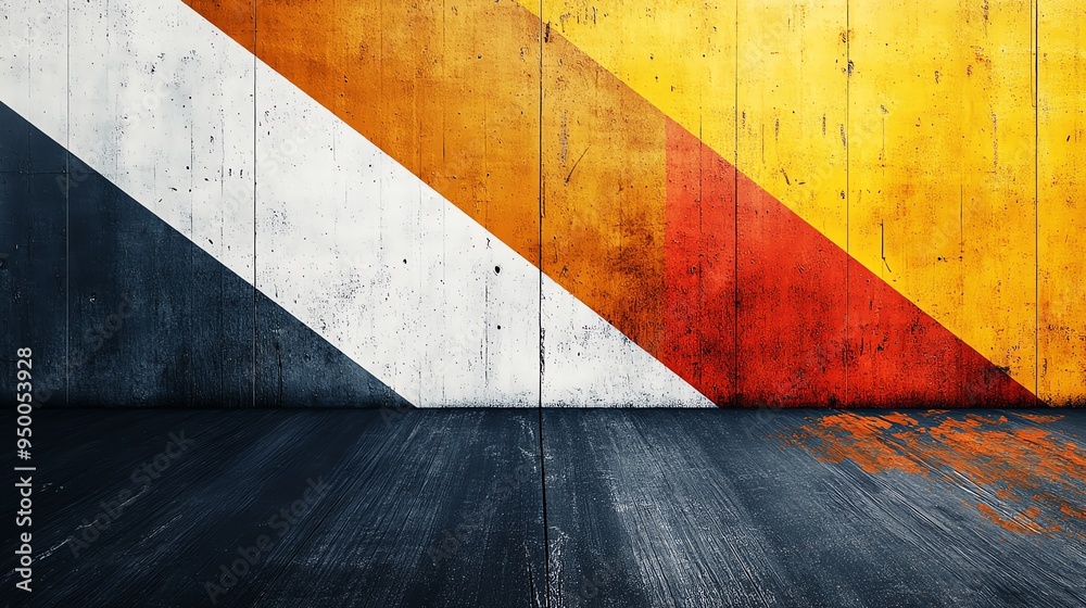 Abstract art style depiction of an asphalt road disappearing into geometric shapes, blending reality with abstraction, Asphalt Road, Abstract realism