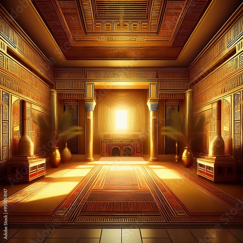 Room interior in ancient Egyptian style. AI.