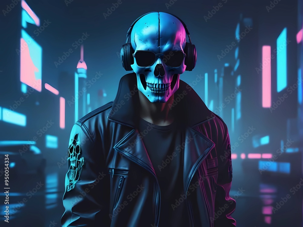 This man is wearing a black leather jacket and has a tattoo on his arm. The atmosphere of the image is very mysterious and cold, giving the impression that this is a dangerous world This man is wearing a black leather jacket and has a tattoo on his arm. The atmosphere of the image is very mysterious and cold, giving the impression that this is a dangerous world