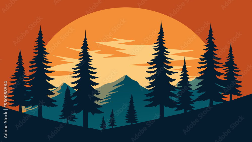 Obraz premium pine tree Silhouette image art for vector illustration