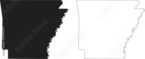 Arkansas state contour outline silhouette vector map