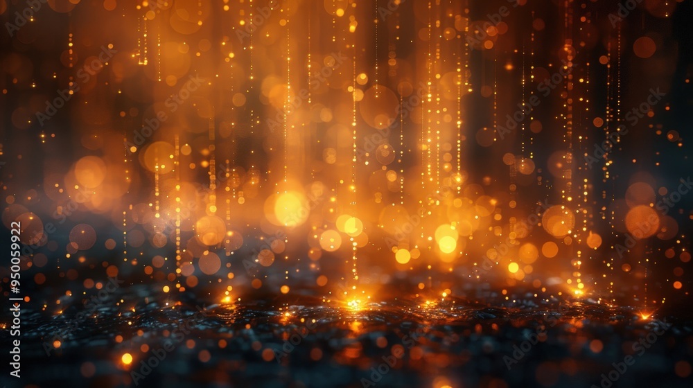 Abstract background with golden lights and bokeh effect. Abstract background with golden lights and bokeh effect.