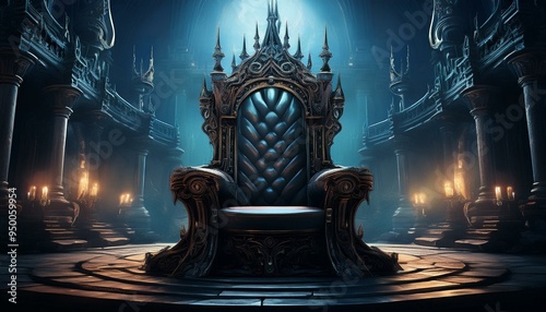 Throne in the castle of darkness. AI photo