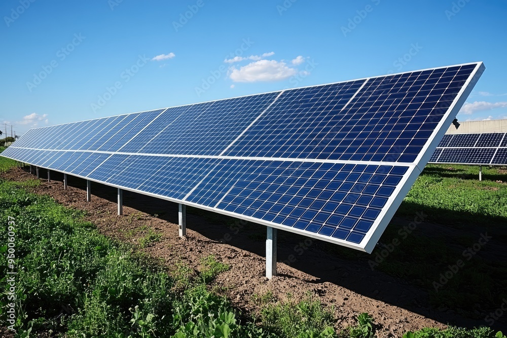 Solar panels collecting sustainable energy on a sunny day Solar panels collecting sustainable energy on a sunny day