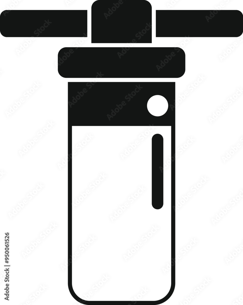 Simple vector icon of a test tube containing liquid, used in a science experiment Simple vector icon of a test tube containing liquid, used in a science experiment