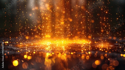 Abstract Golden Bokeh Lights. Generate AI image