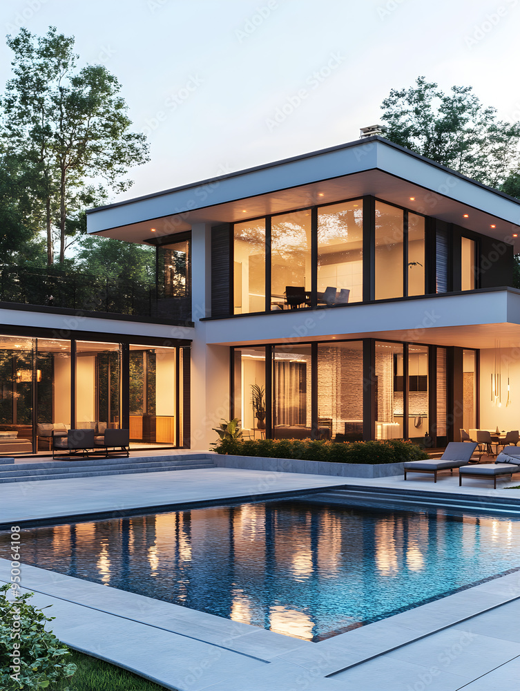 Beautiful modern family home with a vast backyard offering endless possibilities for outdoor fun photo Beautiful modern family home with a vast backyard offering endless possibilities for outdoor fun photo