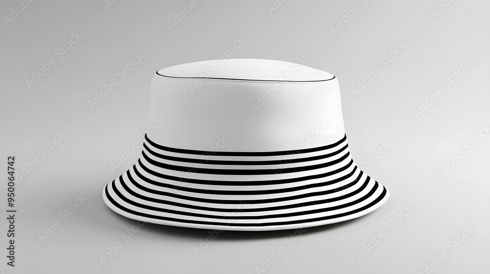 3D Render of a Simple Flat White Bucket Hat with Black Strap, Highlighting Minimalist Fashion and Versatile Accessories, Ideal for Depicting Trends in Casual Wear, Modern Apparel Design, and the Fusio 3D Render of a Simple Flat White Bucket Hat with Black Strap, Highlighting Minimalist Fashion and Versatile Accessories, Ideal for Depicting Trends in Casual Wear, Modern Apparel Design, and the Fusio