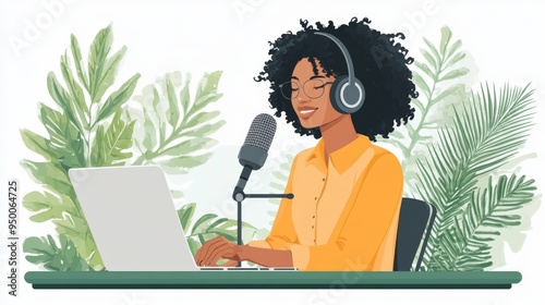 black podcaster in her set