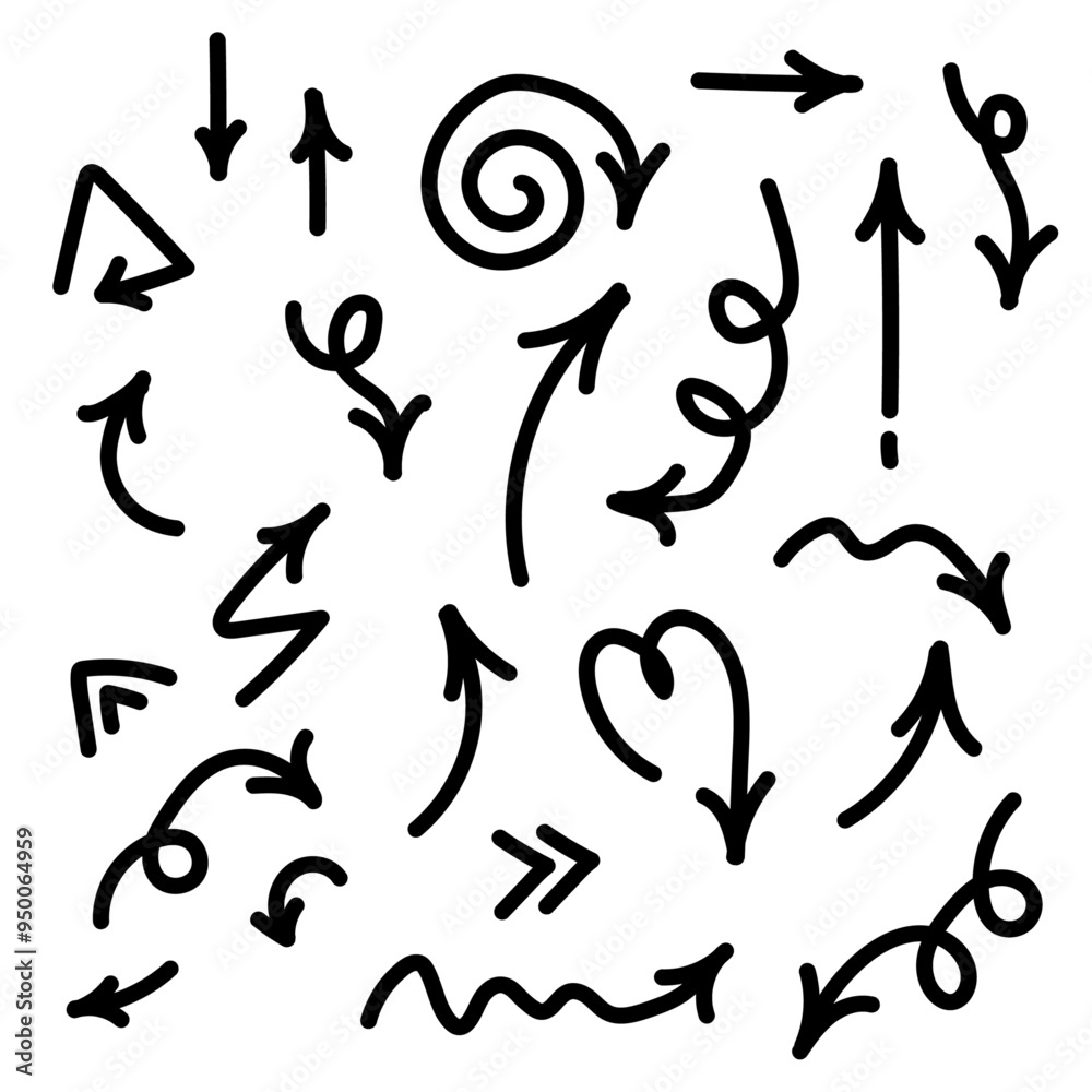 Set of vector arrows with hand drawn Set of vector arrows with hand drawn