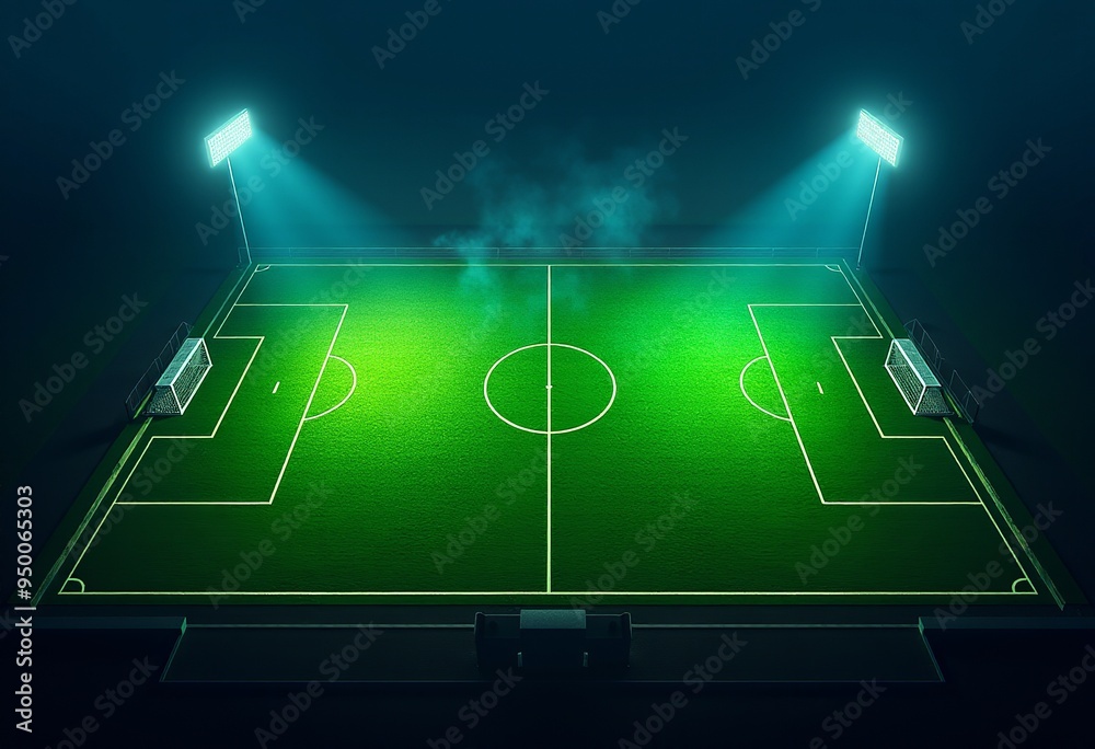 Fototapeta premium Dreamlike Soccer Pitch | Neon Night Scene 