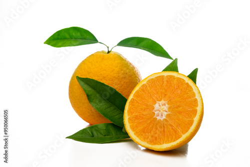 Fresh orange fruit whole and slices