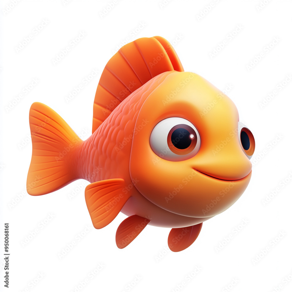 An fish modern cartoon icon in 3D on white background An fish modern cartoon icon in 3D on white background