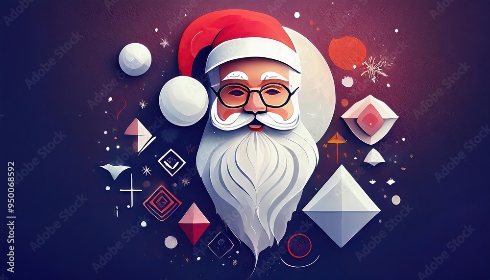 flat design template with Santa Claus geometric shapes flat design template with Santa Claus geometric shapes