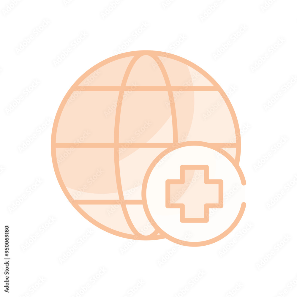Globe with Medical Cross vector icon Globe with Medical Cross vector icon
