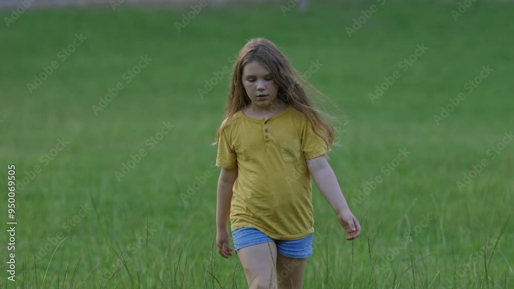 Young girl walking and posing in a field Young girl walking and posing in a field