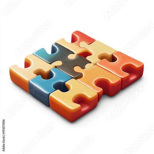 An puzzle modern cartoon icon in 3D on white background