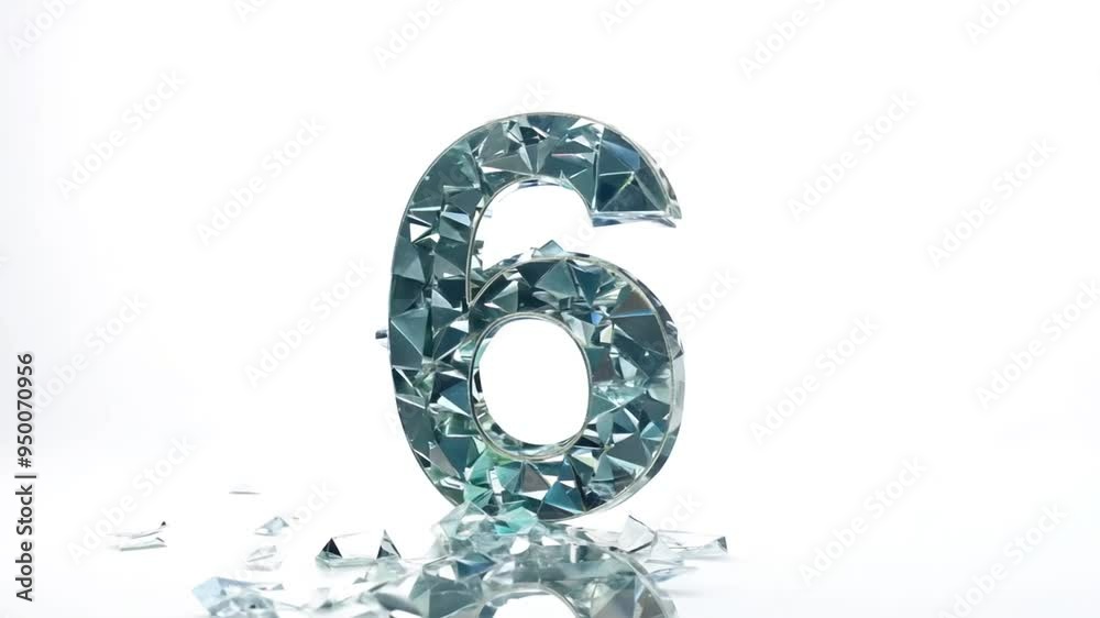 Glass Letter Forming the Number Six Arranged on a Surface Generative AI Glass Letter Forming the Number Six Arranged on a Surface Generative AI