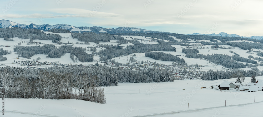 View of the German Alps in winter View of the German Alps in winter