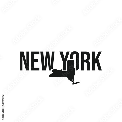 new york state symbol, map icon with vector silhouette