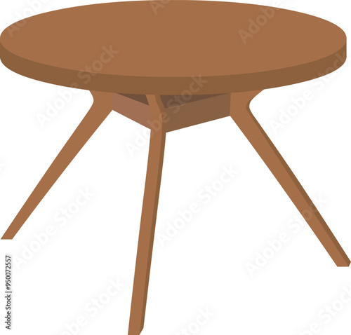 vector illustration of a brown wooden round table.Coffe or tea table design isolated on white bakcground