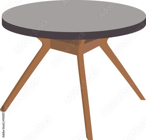 Wooden tea table with ash top and brown legs.vector illustration of a round table isolated on white background