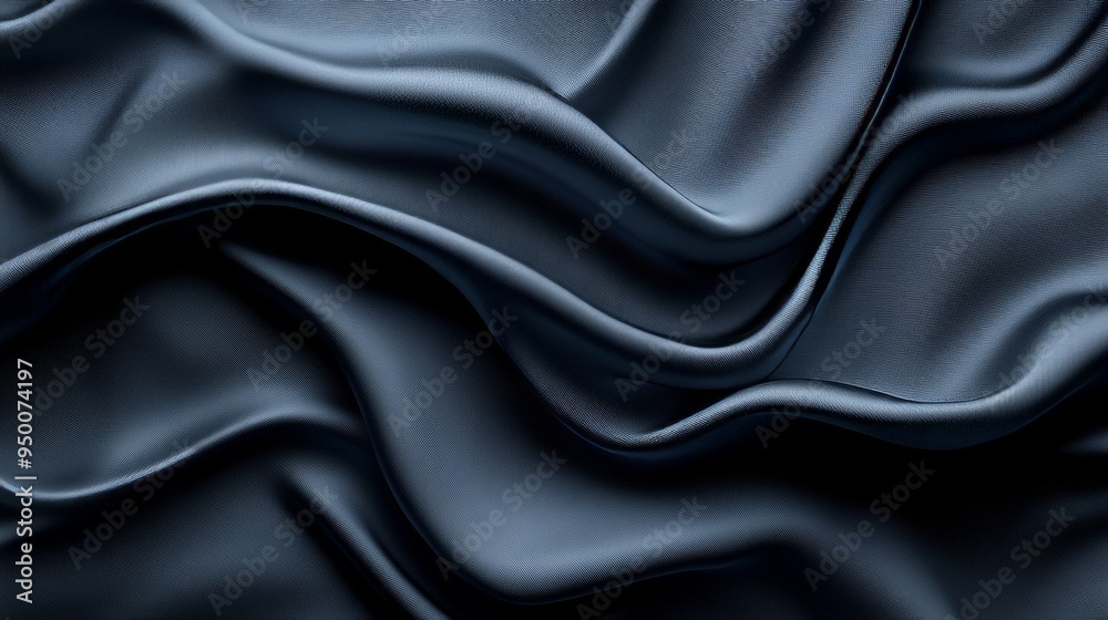 A long piece of blue fabric with a wavy texture A long piece of blue fabric with a wavy texture
