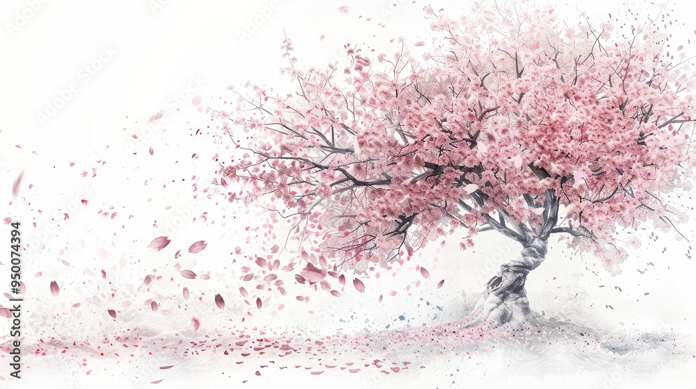 Elegant cherry blossom tree with delicate pink flowers, capturing beauty and tranquility in nature's artwork. Elegant cherry blossom tree with delicate pink flowers, capturing beauty and tranquility in nature's artwork.