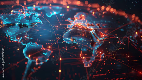 2d illustration world map abstract background.Global network connection. World map point and line composition concept of global business.