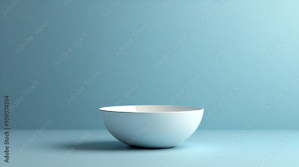 A white bowl is sitting on a blue wall A white bowl is sitting on a blue wall