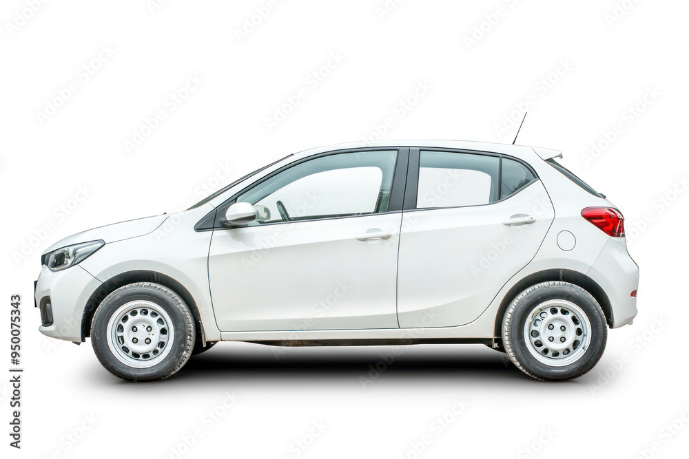 White compact car, small size passenger vehicle isolated on white background. White compact car, small size passenger vehicle isolated on white background.