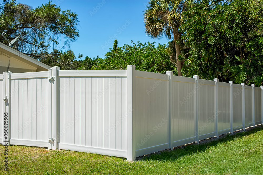 White Vinyl Fence with white hinges