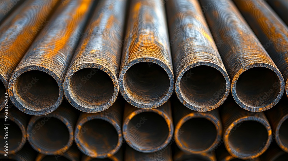 Steel pipes group for industry material Product of engineering construction Factory equipment iron tubes metal Steel pipes group for industry material Product of engineering construction Factory equipment iron tubes metal