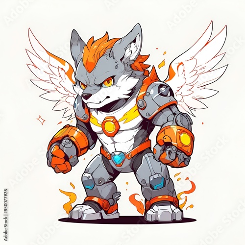 Cybernetic Wolf with Wings