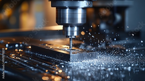 The plunge cutting process on NC milling machine with flat end mill tools. The metal working